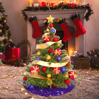 Блестящая фиолетовая рождественская елка юбка основание крышка, элегантные многоразовые аксессуары украшения 45cm