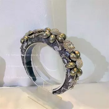 Блестящая хрустальная повязка на голову, аксессуары для волос для женщин, роскошные дизайнерские повязки для волос с ручной вышивкой бисером, золотой обруч, широкие повязки на голову