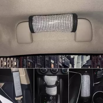 Блестящая искусственная кожа со стразами, автомобильный ручной тормоз, ручка переключения передач, защитный чехол