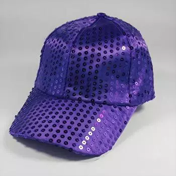 Блестящая кепка с пайетками Yousheng, унисекс, праздничная шляпа, солнцезащитный козырек с длинными полями для взрослых и детей, сценическая кепка, головной убор для уличных танцев фиолетовый