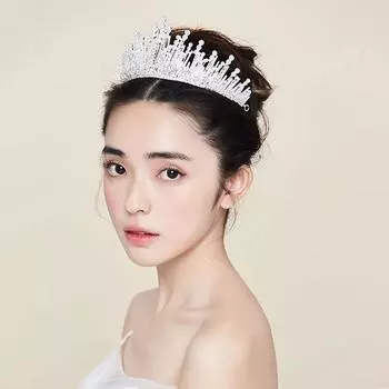Блестящая корона жемчужная свадебная тиара сине-белая светящаяся корона со светодиодными стразами женские аксессуары для волос украшения на голову свадебный головной убор 15*7cm