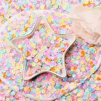 Блестящая креативная чашка для воды 40 г, ювелирные аксессуары, вогнутый тип, блестки, сделай сам, декоративный материал, среднее отверстие, ПВХ, фантомный цвет, круглые аксессуары 40g разноцветный