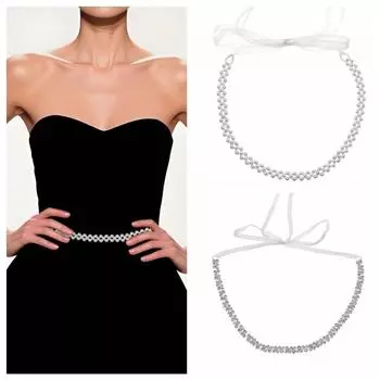 Блестящая лента на талии со стразами, роскошный жемчужный пояс на талии, производительность Style A