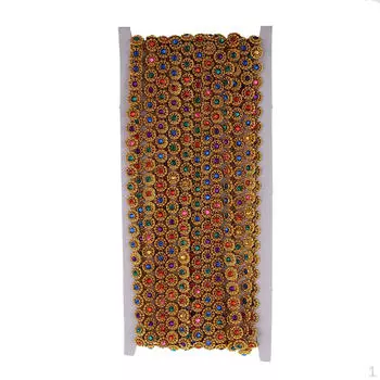 Блестящая лента со стразами длиной 9 м для пришивания — золотистая