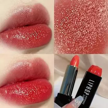 Блестящая мерцающая губная помада, невыцветающая перламутровая губная помада, золотисто-красные оттенки, стойкий увлажняющий антипригарный блеск для губ в форме чашки 01#
