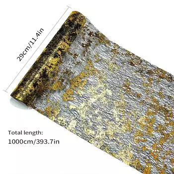 Блестящая металлическая золотая дорожка для стола, тонкая сетка, блестящая дорожка для стола, рулон, украшения для свадьбы, дня рождения ребенка 11x108 inch серебряный