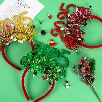 Блестящая новогодняя повязка на голову 2025 года, оправа для очков, реквизит для фотосессии на Новый год, Веселый рождественский декор, подарки для детей и взрослых Navidad as photo