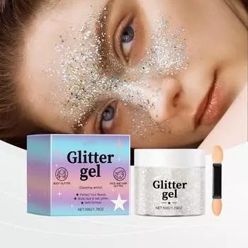 Блестящая палочка для тела, наряды для музыкальных фестивалей для женщин, блестящий гель для лица, фестивальные аксессуары, густая блестящая краска для лица, блестящий макияж для волос в стиле русалки One Size