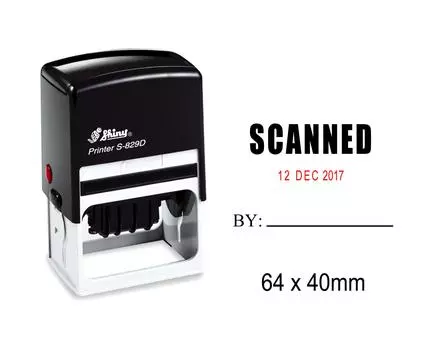 Блестящая печать с датой, нанесенная на чернила с отсканированным текстом, офисная канцелярская резиновая печать Impression Area : 64 mm x 40 mm чёрный