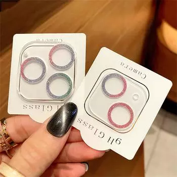 Блестящая полная защита объектива камеры для Iphone 13 12 11 Pro Max Mini 9h, крышка из закаленного стекла Iphone 13, наклейка для камеры For iPhone 11Pro Max серебряный