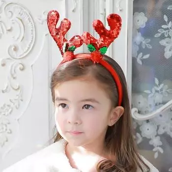 Блестящая повязка на голову Rudolph красная для рождественской вечеринки