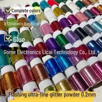 Блестящая пудра для ногтей 0,2 мм для самостоятельного нейл-арта с быстросохнущим клеем Crystal, маслом Quicksand и наполнителем Mahjong