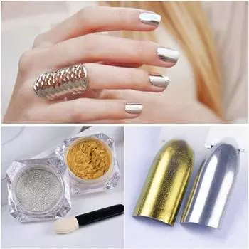 Блестящая пудра для ногтей, 2 г, зеркальный хромированный эффект, блестящий пигмент, блестящая пудра для дизайна ногтей, Dustdecoration 2 g золотой
