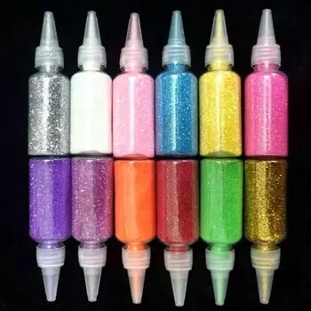 Блестящая пудра Huancai, 12 цветов, блестящие блестки в бутылках, сверкающий кристаллический порошок, украшение своими руками, яркая пудра ручной работы