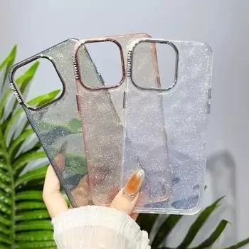 Блестящая пульсация для iPhone 15 14 13 12 11 Pro Max Plus, новый прозрачный защитный чехол для задней панели телефона iPhone 15 Pro золотой