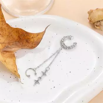 Блестящая серебряная кисточка непирсинг ушная серьга-клипса для женщин звезда поддельные украшения для пирсинга хряща