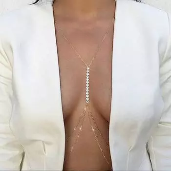 Блестящая сексуальная грудь бюстгальтер цепочка пляжный бикини висит шея талии украшение женские простые стразы вставка цепочка для тела ювелирные изделия