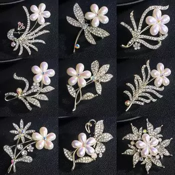 Блестящая слегка инкрустированная легкая роскошная двойная брошь-цветок для женственного костюма, аксессуары для корсажа, универсальная атмосферная булавка для свитера