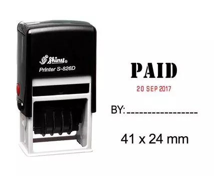 Блестящая собственная личность штемпеля даты чернила с оплаченным резиновым штампом канцелярских принадлежностей офиса текста Impression Area : 41 mm x 24 mm чёрный