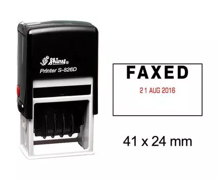 Блестящая собственная личность штемпеля даты чернила с отпечатанным по факсу канцелярским товаром офиса текста резиновым штампом Impression Area : 41 mm x 24 mm чёрный
