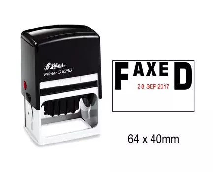 Блестящая собственная личность штемпеля даты чернила с отпечатанным по факсу канцелярским товаром офиса текста резиновым штампом Impression Area : 64 mm x 40 mm чёрный