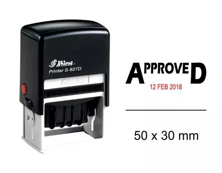 Блестящая собственная личность штемпеля даты чернила с утвержденным текстом канцелярских принадлежностей офиса резиновым штампом Impression Area : 50 mm x 30 mm чёрный