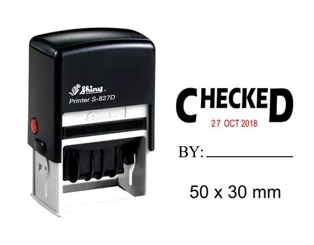 Блестящая собственная личность штемпеля даты крася с проверенным текстом офисным канцелярским резиновым штемпелем Impression Area : 50 mm x 30 mm чёрный