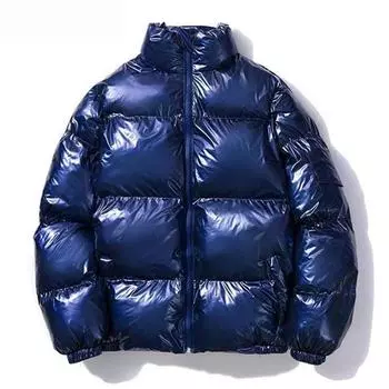 Блестящая стеганая куртка мужская свободная парка хип-хоп уличная одежда толстая ветровка зимнее теплое пальто стойка воротник верхняя одежда мужская одежда XXXXXL чёрный