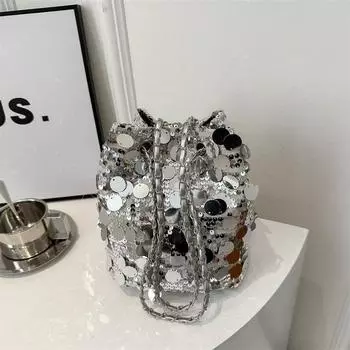 Блестящая сумка через плечо, модная и универсальная, многоцветный кошелек, креативная сумочка, вместительная женская сумка чёрный