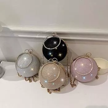 Блестящая вечерняя банкетная сумка со стразами, женский клатч, портативная сумочка для мячей, вечерние чёрный