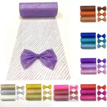 Блестящая волнистая тюль в рулонах, ткань 6 дюймов на 10 ярдов, сетчатая катушка с лентой для свадьбы, дня рождения, украшения «сделай сам» 1PCS зелёный