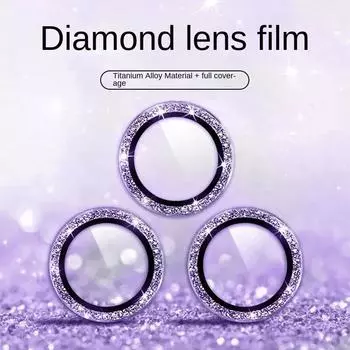 Блестящая защитная пленка для объектива камеры с бриллиантами для IPhone 15 14 13 12 11 Pro Max, металлическое кольцо для мини-камеры, стекло 11 (2PCS)