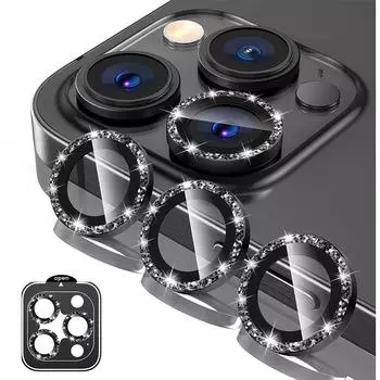 Блестящая защитная пленка для объектива камеры, чехол из закаленного стекла для iPhone 15 Pro Max 14 Plus 13 Mini 12 11 15Pro 14Pro 13Pro 12Pro, защитные аксессуары для телефонов For iPhone 15 чёрный