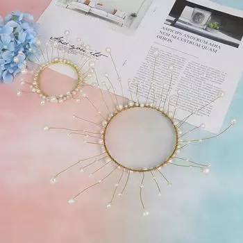 Блестящая жемчужная корона принцессы, топпер для торта, свадебная шляпа с днем рождения, декор для торта B