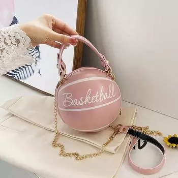 Блестящая женская баскетбольная сумка INS Fashion круглой формы с дизайном через плечо чёрный