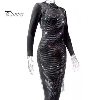 Блестящее ажурное платье со стразами, женское сексуальное пляжное платье с разрезом по бокам, без рукавов, блестки, юбка-бикини для вечеринки S чёрный
