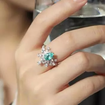 Блестящее цветное сокровище светлое роскошное кольцо с камнем для женщин крупным планом высококачественное кольцо с бриллиантами сладкий темперамент No. 6