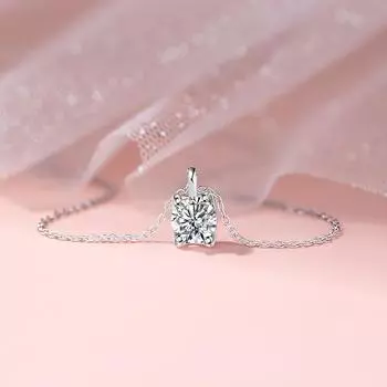 Блестящее ожерелье из циркония, женская легкая роскошная цепочка на ключицу из нержавеющей стали с четырьмя когтями и инкрустацией бриллиантами