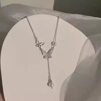 Блестящее персонализированное ожерелье в виде бабочки для женщин и девочек, романтическая цепочка с кисточками на ключицу, свадебные украшения, аксессуары, подарки