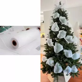 Блестящее Рождественское Украшение Сетка Лента 26см Рождественский Цветочный Венок Сетка Подарочная Упаковка White Net Colored Thread