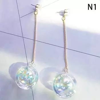 Блестящие AB Прозрачные Подвесные Серьги-капли Стеклянный Шар-пузырь Вода Внутри Висячие Серьги Ювелирное Украшение для Женщин
