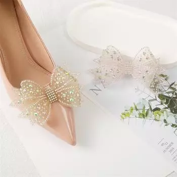 Блестящие банты для обуви, украшения, клипсы, свадебные, на высоком каблуке, стразы, подвески, пряжки, клипсы, съемные аксессуары для одежды, 1 шт. золотистый