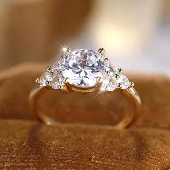 Блестящие белые циркониевые круглые обручальные кольца для женщин винтажное помолвочное кольцо золотого цвета роскошные хрустальные украшения подарок матери 5 золотой