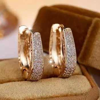 Блестящие белые циркониевые серьги-кольца для женщин золотого цвета, элегантные модные подвески из микроциркония, ювелирные изделия в подарок золотой