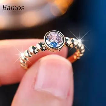 Блестящие белые хрустальные бусины кольца для женщин золотого цвета модные украшения 6 золотой