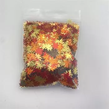 Блестящие блестки 1 шт. 10 г. Упаковка в упаковке Осенний цвет Форма листа Блестящий золотой цвет Красный цвет Оранжевый цвет Форма листьев для искусства Ремесло Эпоксидная смола 10g
