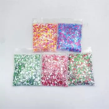 Блестящие блестки 5 шт., 10 г. В упаковке Крупный блестящий смешанный крупный жемчужный флуоресцентный 1 мм, 2 мм, 3 мм, смешанный горошек, блестящий неоновый цвет, блестящий горошек