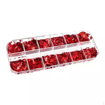 Блестящие блестки для ногтей на День Святого Валентина, наклейки в форме сердца, блестящие 12 сеток для модного показа, карты