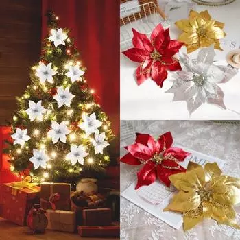 Блестящие блестки Рождественские цветы Рождественская елка Искусственные цветы Украшения Рождественская новогодняя вечеринка Цветы-имитации Украшения