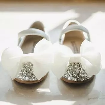 Блестящие блестящие туфли на плоской подошве для девочек Baby Jam, серебристый-A56 130